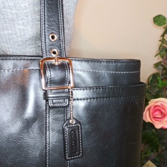 EUC Coach Black Leather Laptop Tote Purse - Picture 4 of 15